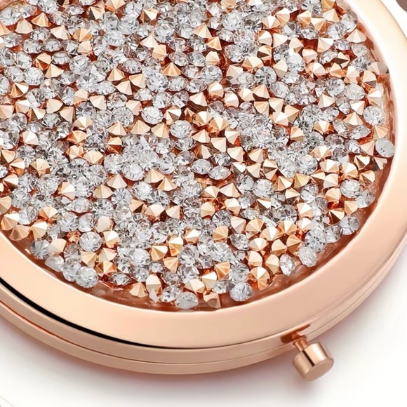 Compact Rhinestone Mirror With Inscription - Picture 3 of 3